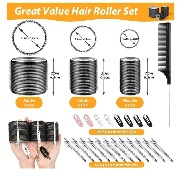 Self Grip Curlers 3 Sizes Black 2.5in, 1.9in, 1.4in - Picture 2 of 7